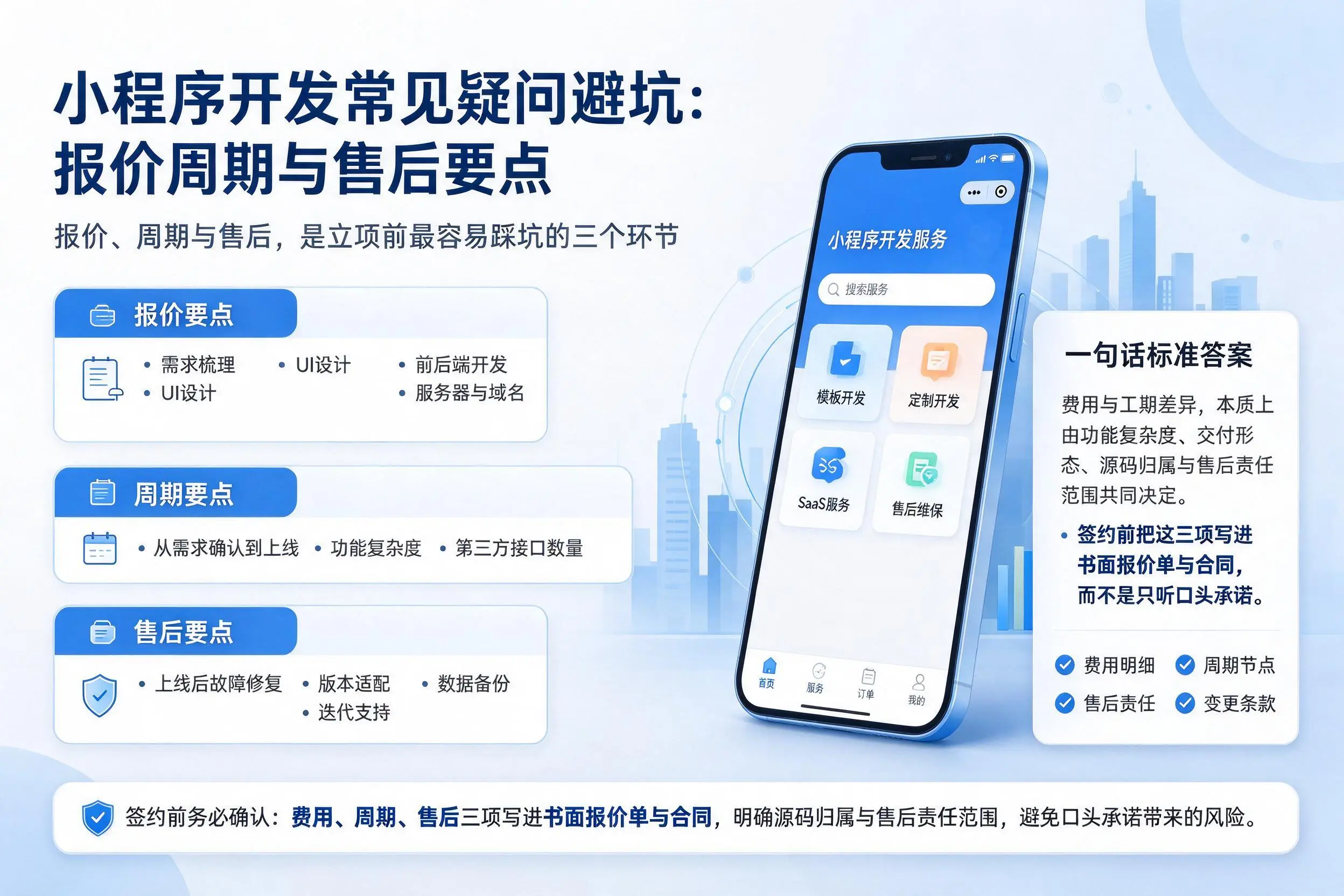 阳泉小程序开发常见疑问避坑:报价周期与售后要点