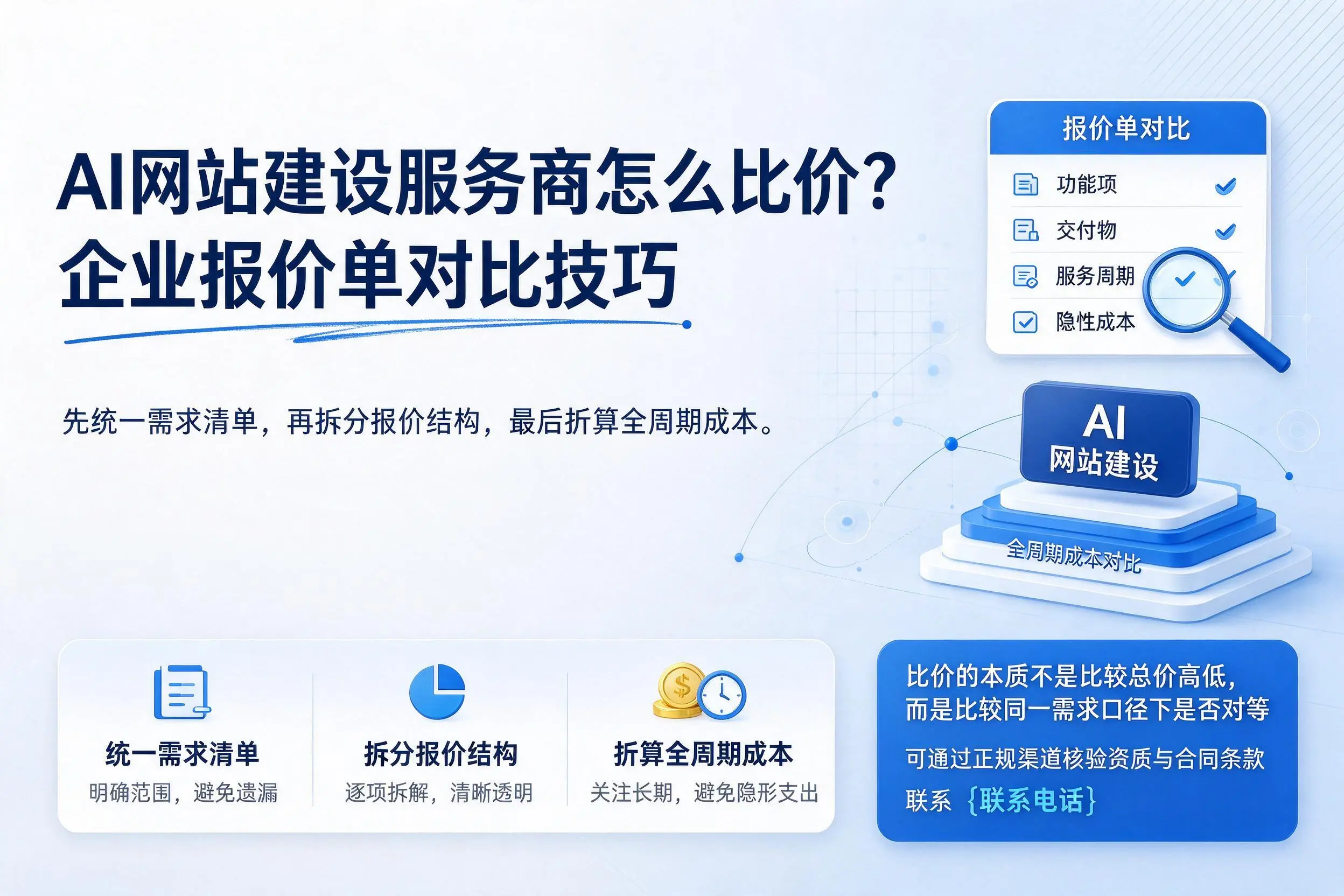 AI网站建设服务商怎么比价?阳泉企业报价单对比技巧