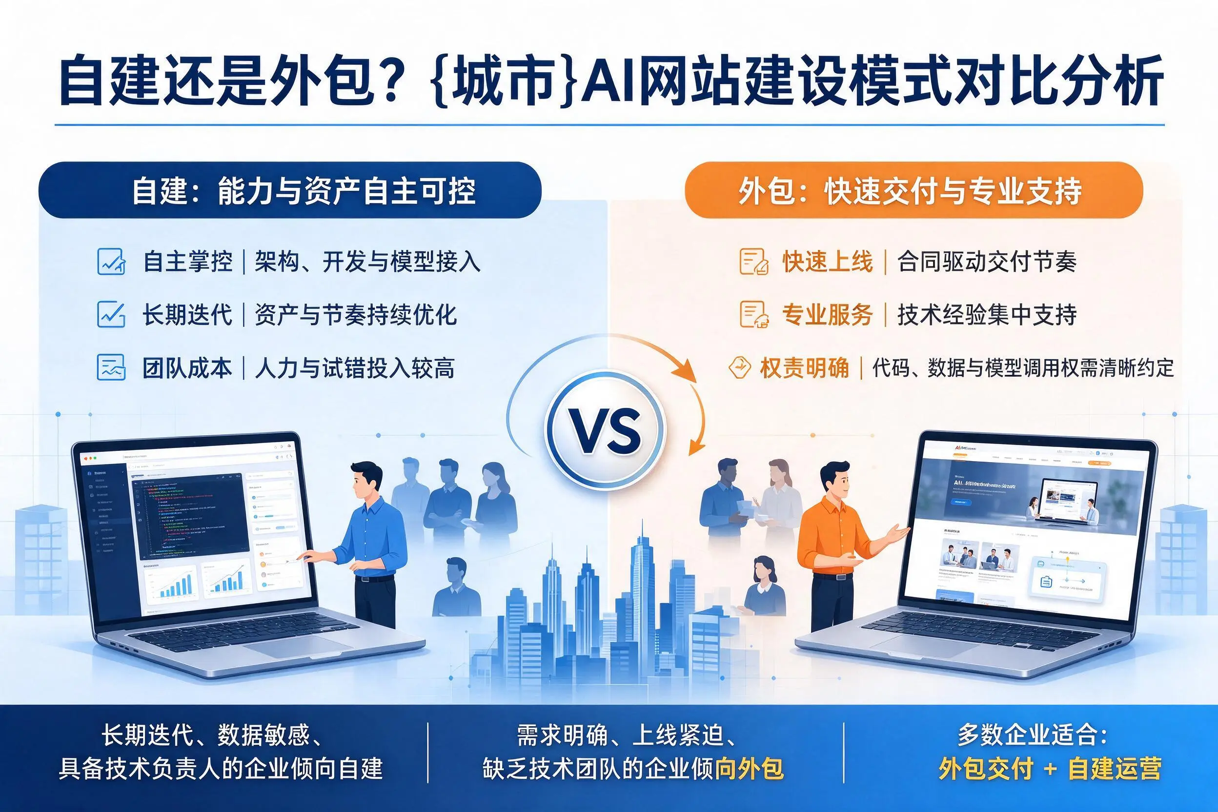 自建还是外包?阳泉AI网站建设模式对比分析